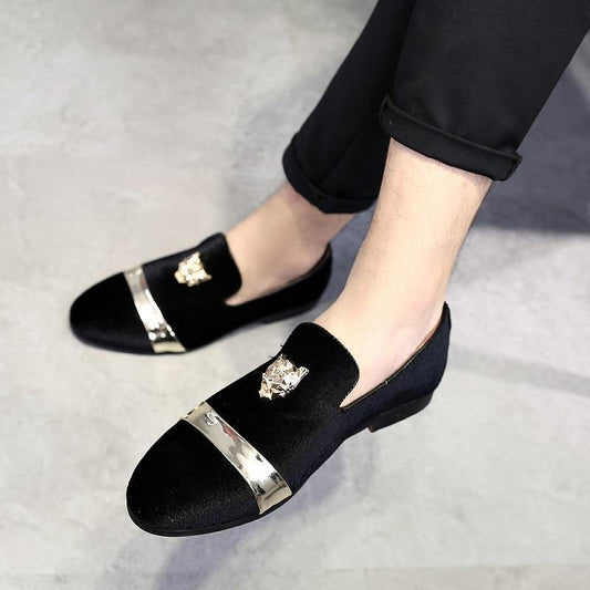 Golden Metal Decoration Shoes Elegant Moccasins